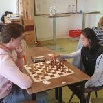 Janice, Samuel en Parsa op het volwassenentoernooi.