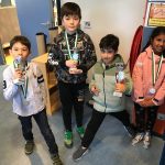 Vier deelnemers op het 345-toernooi in Schiedam.